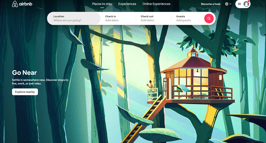 airbnb homepage