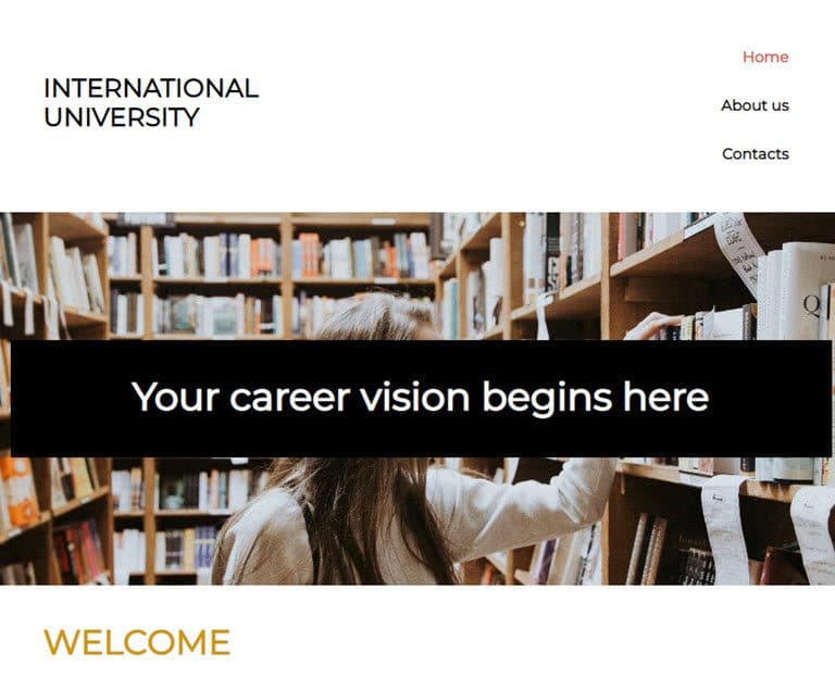 University sample website