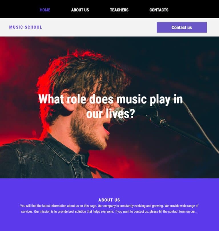 music school sample website