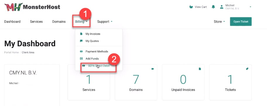 select sepa direct debit